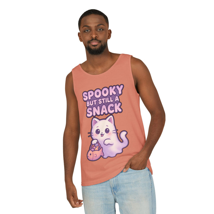 Spooky Snack Unisex Tank Top, Cute Cat Shirt, Halloween Apparel, Casual Wear, Gift for Cat Lovers, Summer Style