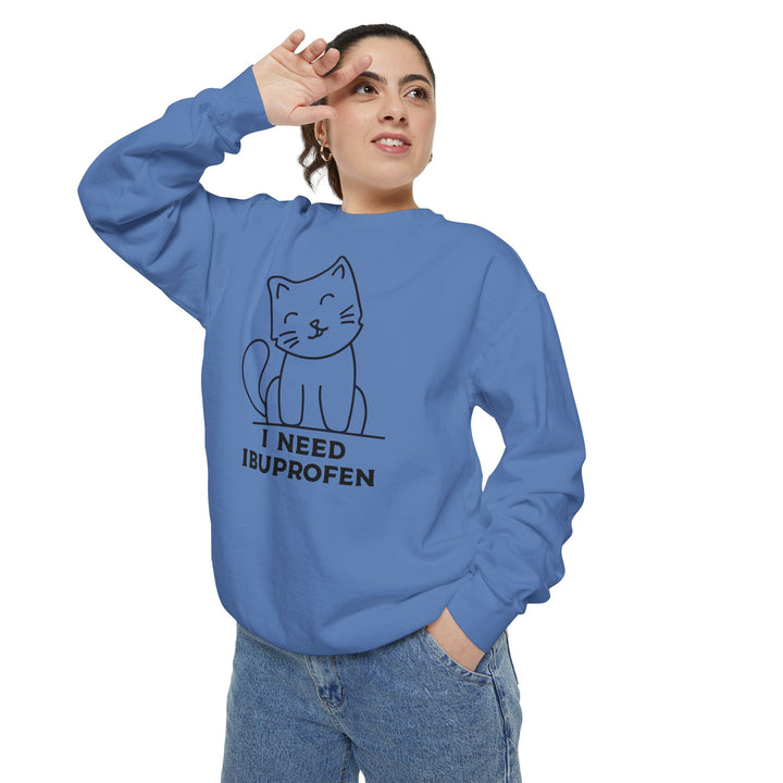 Cat-Themed Sweatshirt Featuring a Playful and Adorable Ghost Cat Holding a Candy Basket Cozy Gift for Cat Lovers Cute Animal Sweatshirt Funny Pet Apparel