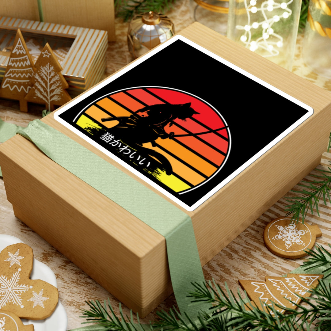 Samurai Cat Sunset Sticker