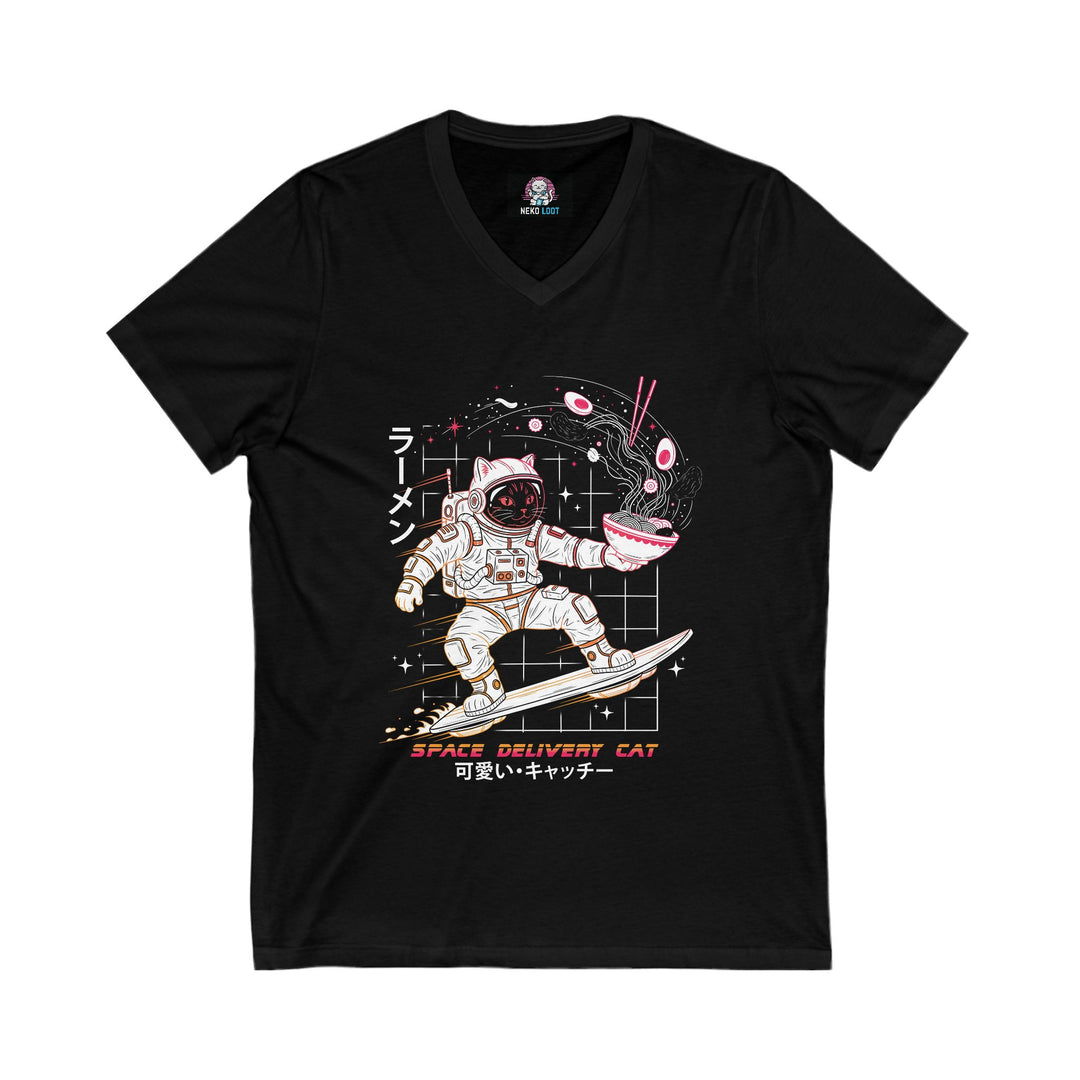 Space Delivery Cat V-Neck Tee