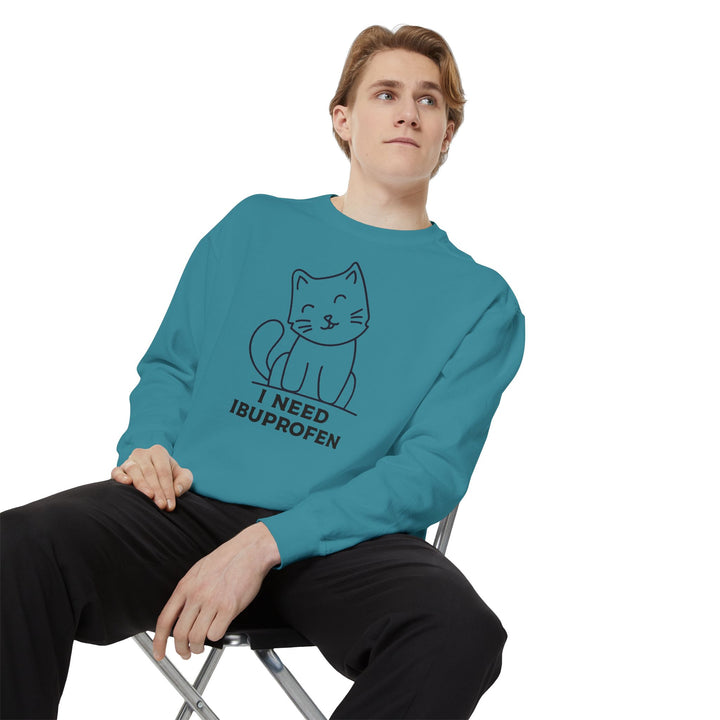 Cat-Themed Sweatshirt Featuring a Playful and Adorable Ghost Cat Holding a Candy Basket Cozy Gift for Cat Lovers Cute Animal Sweatshirt Funny Pet Apparel
