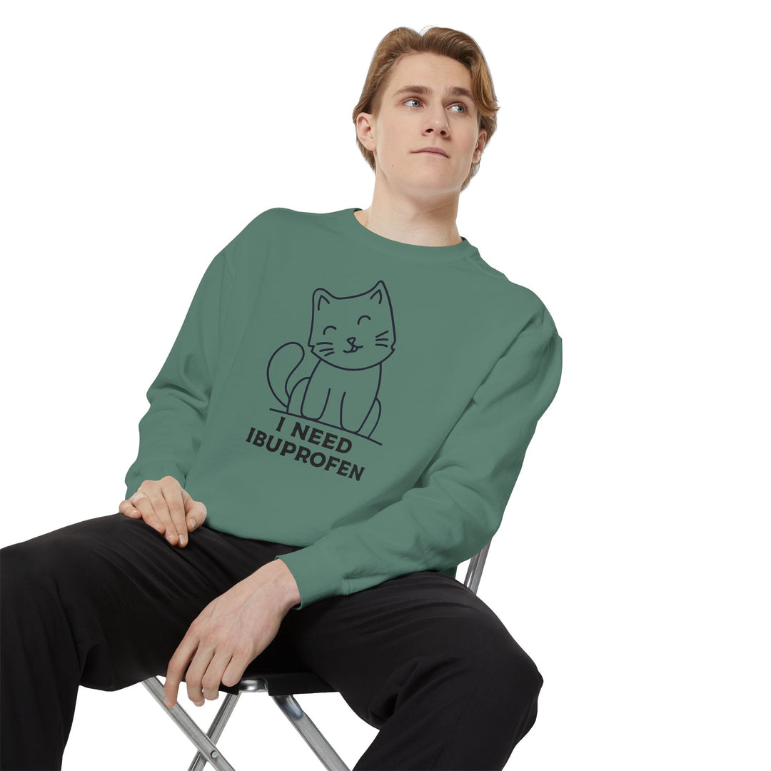 Cat-Themed Sweatshirt Featuring a Playful and Adorable Ghost Cat Holding a Candy Basket Cozy Gift for Cat Lovers Cute Animal Sweatshirt Funny Pet Apparel