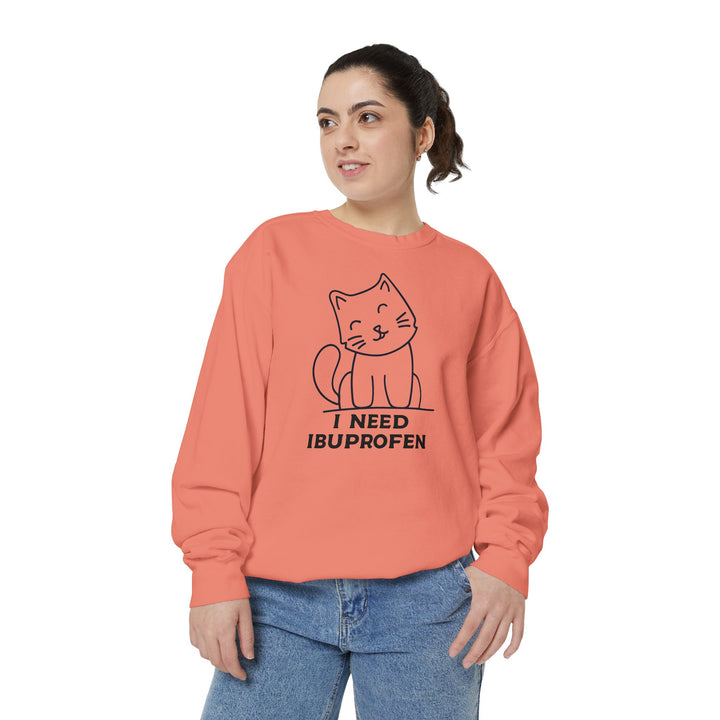 Cat-Themed Sweatshirt Featuring a Playful and Adorable Ghost Cat Holding a Candy Basket Cozy Gift for Cat Lovers Cute Animal Sweatshirt Funny Pet Apparel