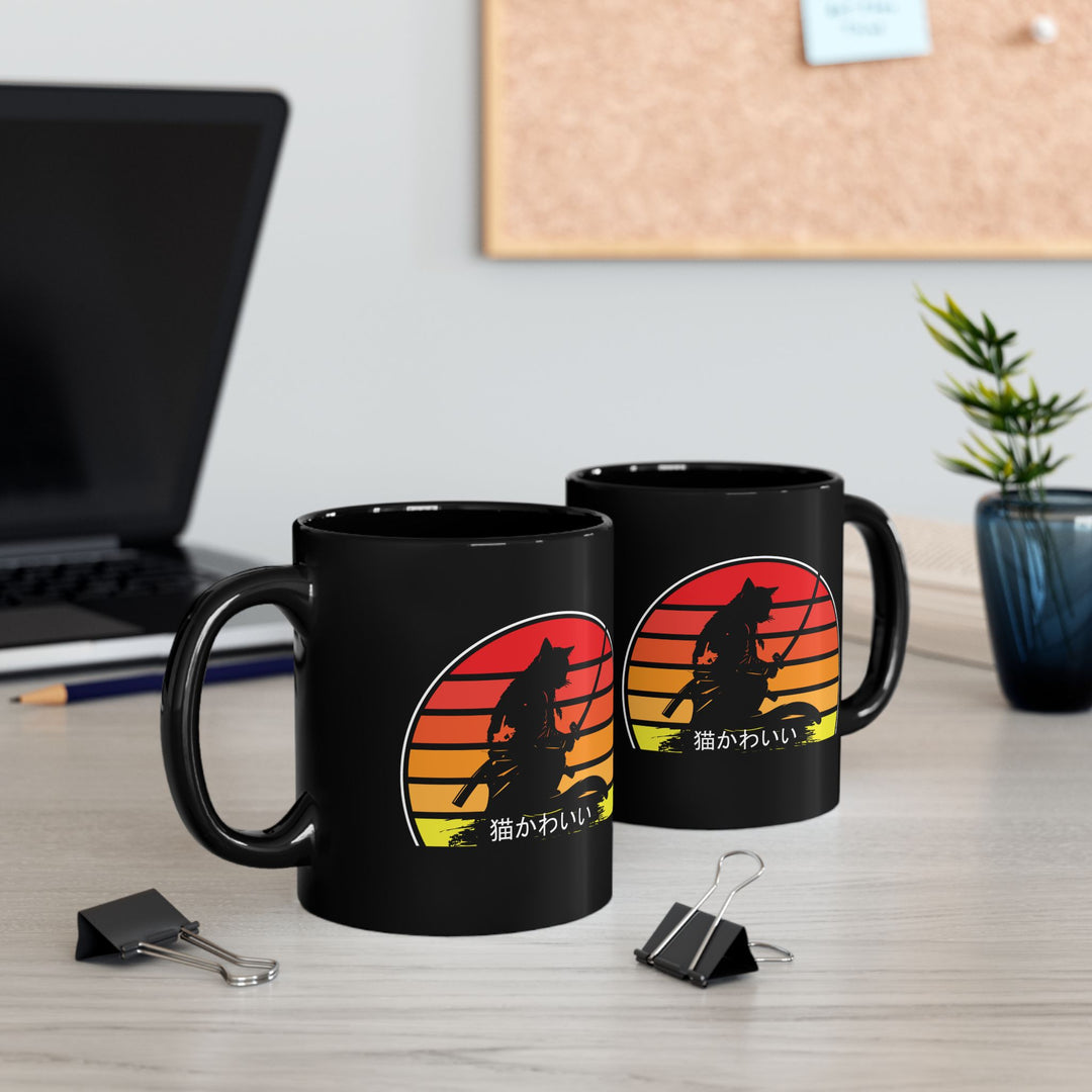 Sunset Samurai Cat Mug