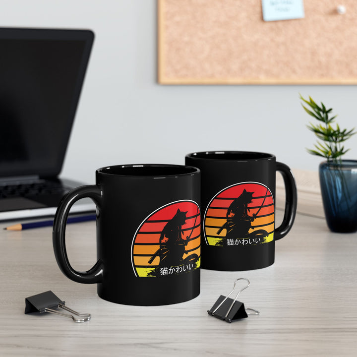 Sunset Samurai Cat Mug