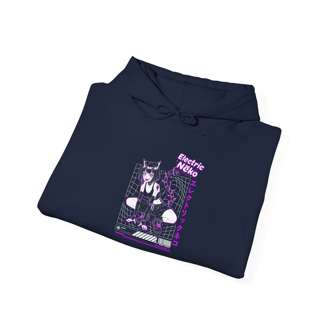 Electric Retro Vibe Hoodie, Unisex Heavy Blend Sweatshirt, Streetwear Pullover, Cozy Gift for Dog Lovers, Casual Style for Fall