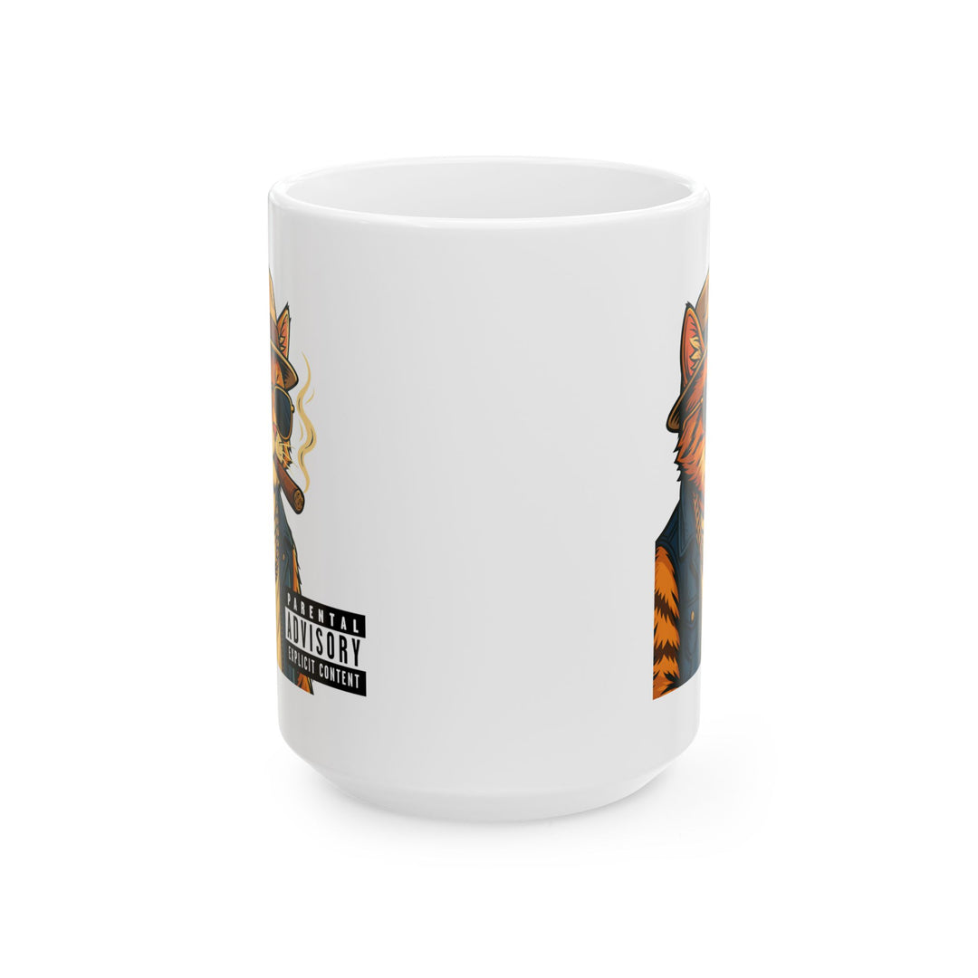 Cool Cat Ceramic Mug - Quirky Animal Lover Gift, Coffee Mug, Fun Tea Cup, Unique Kitchen Decor, Gift for Cat Owners