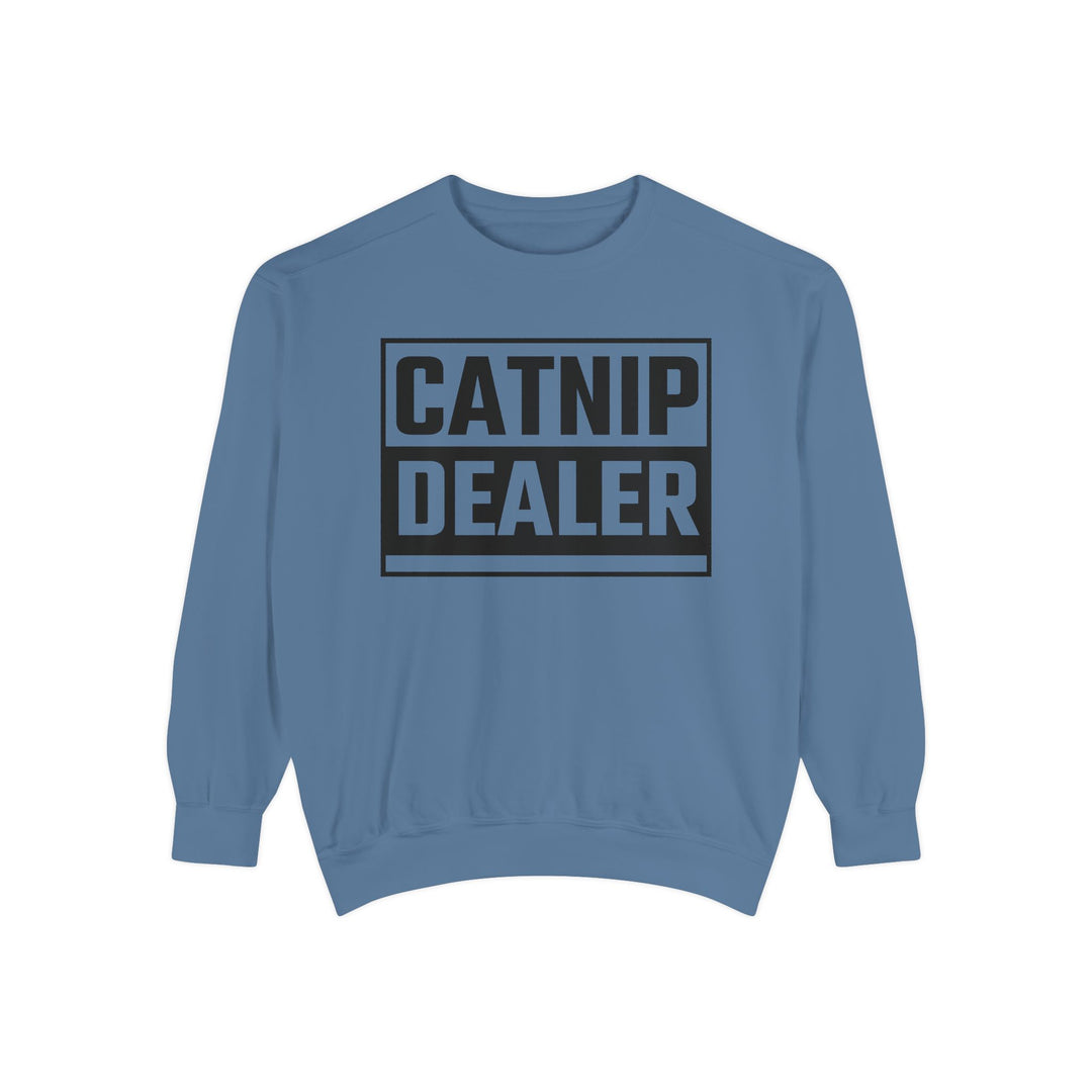 Catnip Dealer Sweatshirt Featuring a Bold and Humorous Black and White Typographic Design for Cat Lovers and Pet Owners Perfect Gift for Cat Parents Unisex Sweater for Every Season