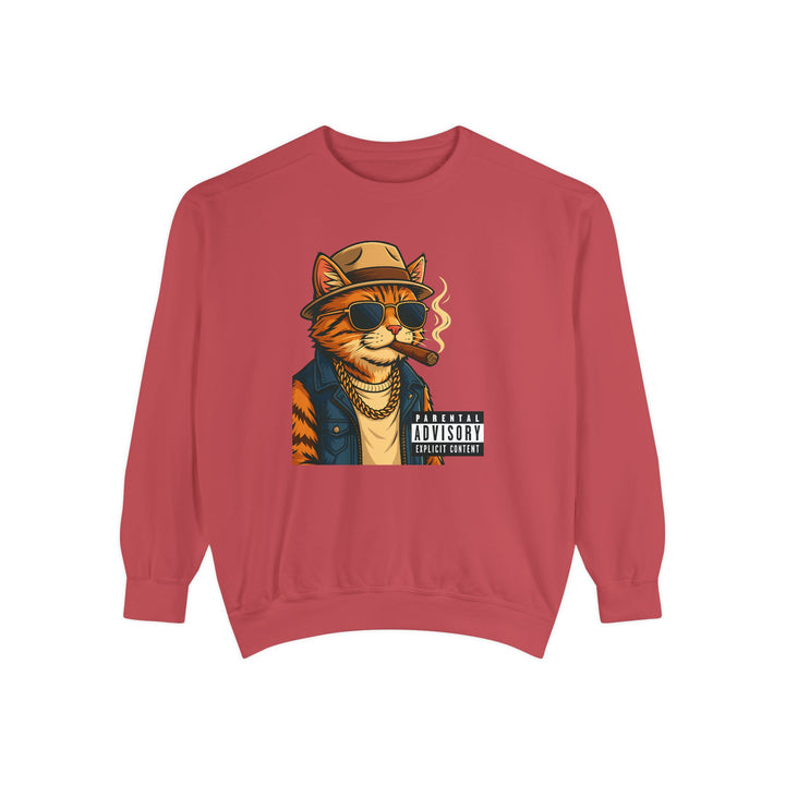 Cool Cat Vintage Sweatshirt with a Black Cat Eating Ramen in a Japanese Ukiyo-e Woodblock Art Style