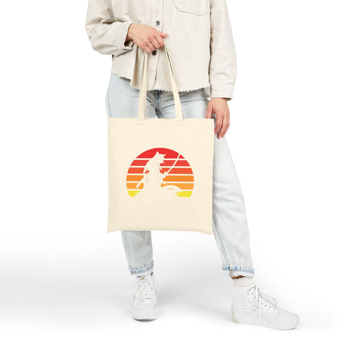 Retro Sunset Wolf Tote Bag, Eco-Friendly Shopping Bag, Gift for Animal Lovers, Beach Bag, Canvas Grocery Tote