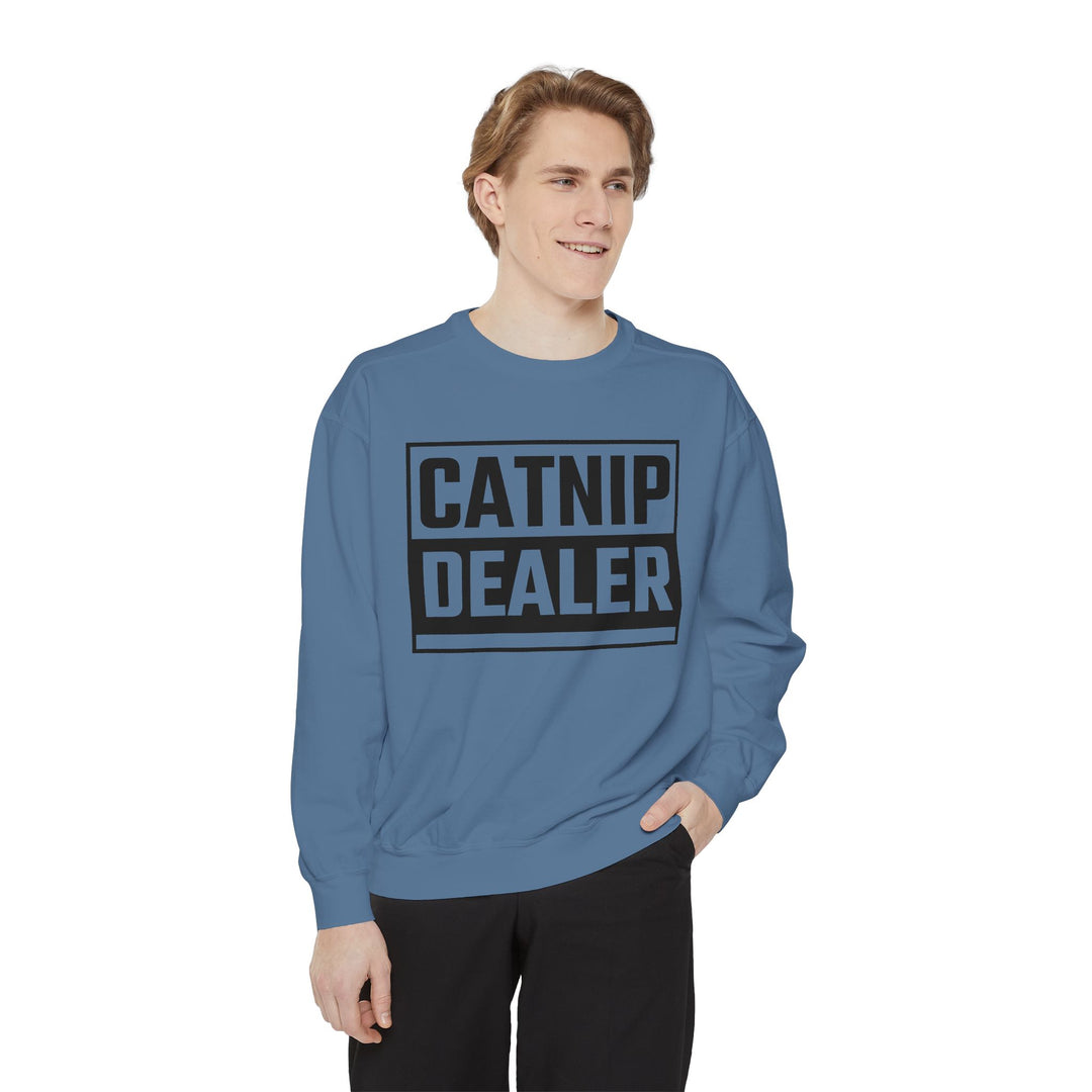 Catnip Dealer Sweatshirt Featuring a Bold and Humorous Black and White Typographic Design for Cat Lovers and Pet Owners Perfect Gift for Cat Parents Unisex Sweater for Every Season