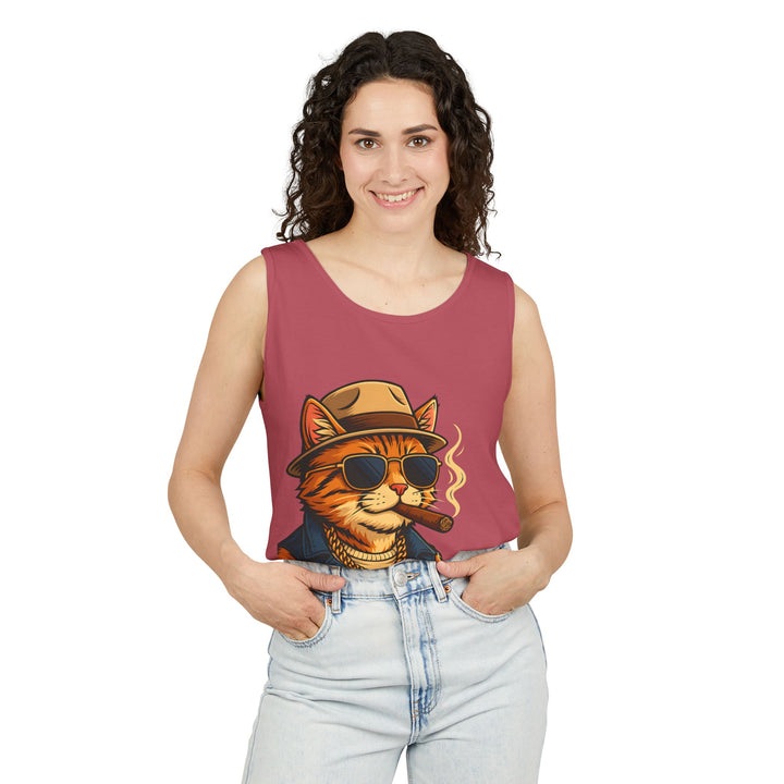 Cool Cat Unisex Tank Top - Funny Cat Graphic Tee, Summer Wear, Gift for Cat Lovers, Beach Party Essential, Casual Streetwear