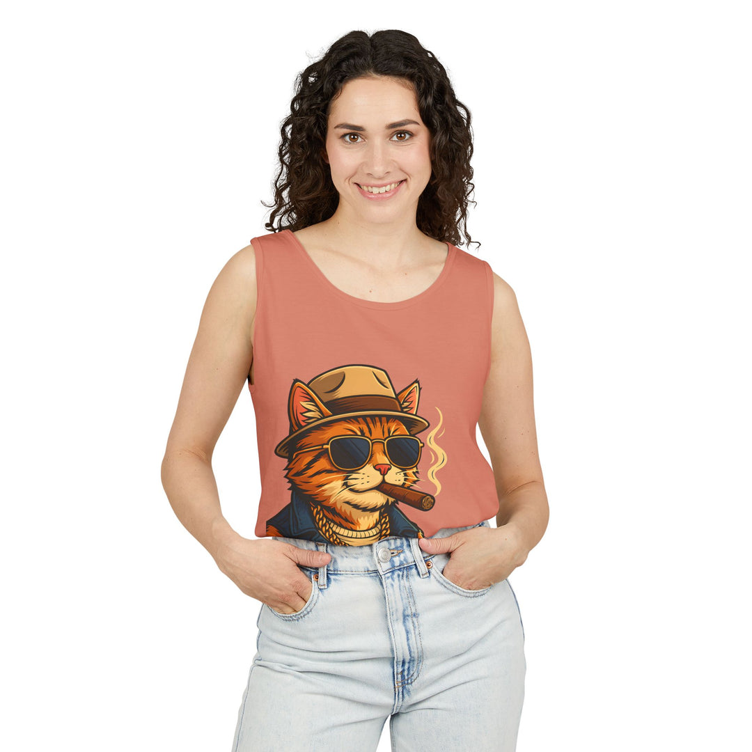 Cool Cat Unisex Tank Top - Funny Cat Graphic Tee, Summer Wear, Gift for Cat Lovers, Beach Party Essential, Casual Streetwear