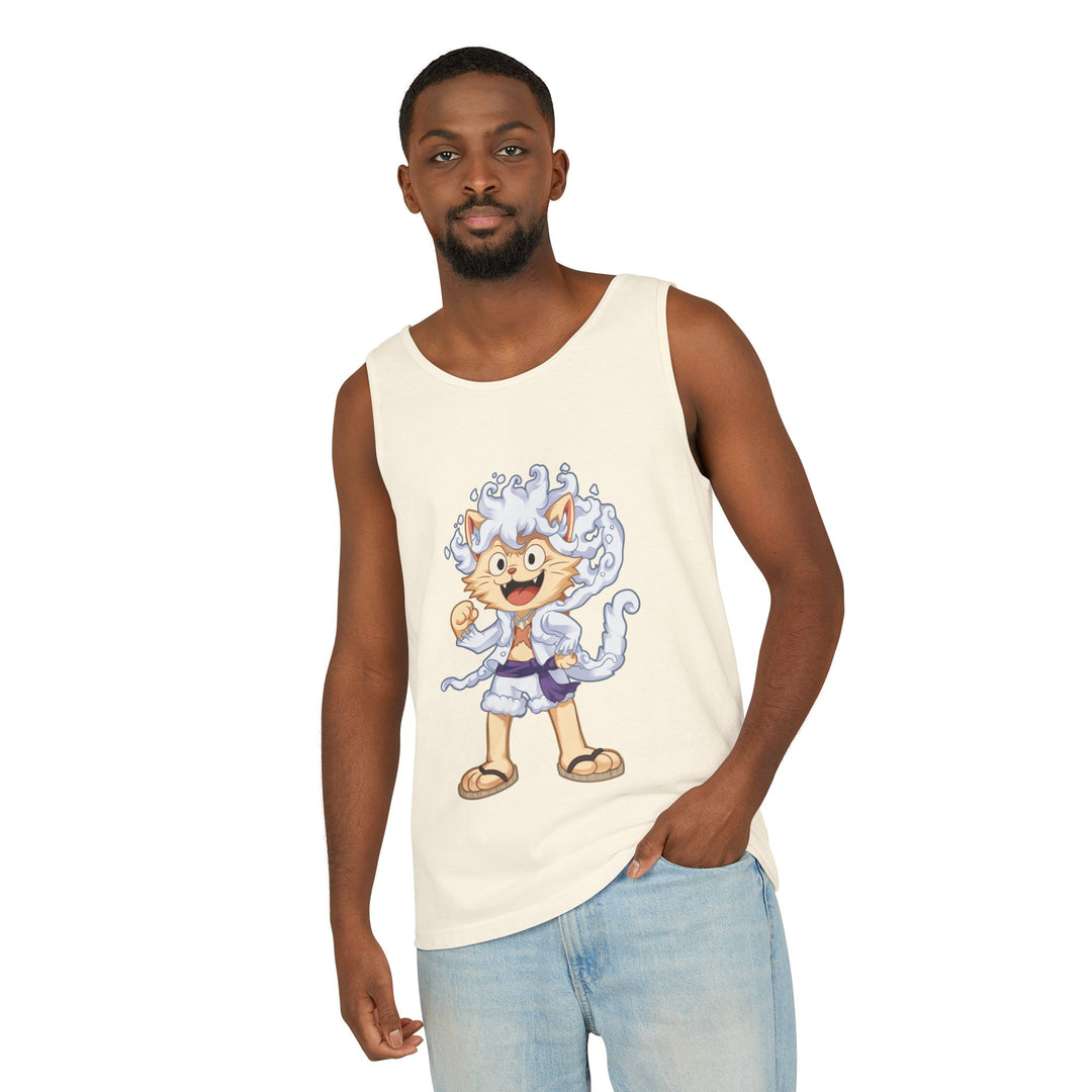 Whimsical Cat Tank Top, Unisex Funny Summer Shirt, Lightweight Graphic Top, Gift for Cat Lovers, Perfect for Beach Days, Casual Comfort Wear