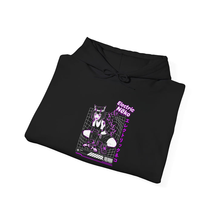 Electric Retro Vibe Hoodie, Unisex Heavy Blend Sweatshirt, Streetwear Pullover, Cozy Gift for Dog Lovers, Casual Style for Fall