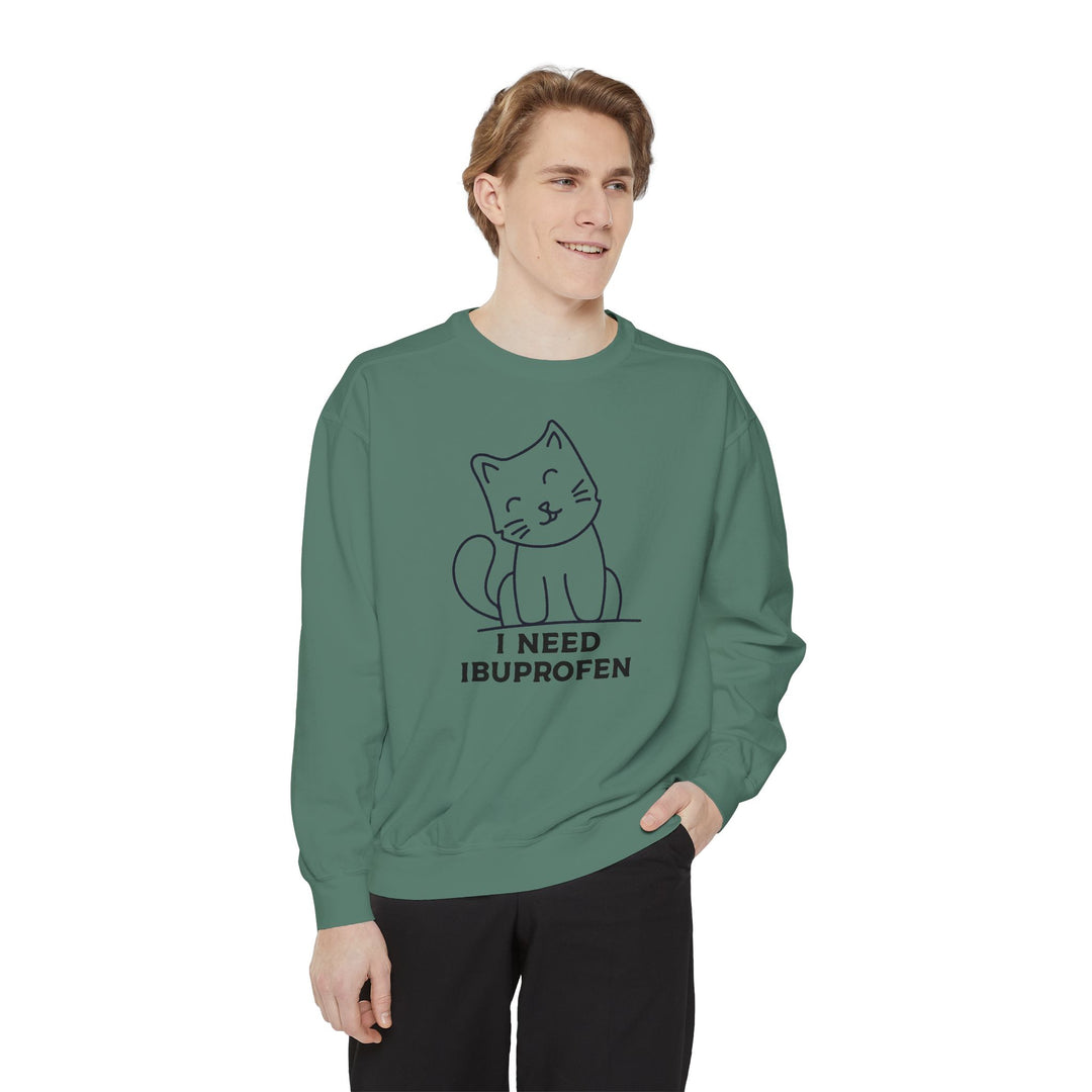 Cat-Themed Sweatshirt Featuring a Playful and Adorable Ghost Cat Holding a Candy Basket Cozy Gift for Cat Lovers Cute Animal Sweatshirt Funny Pet Apparel