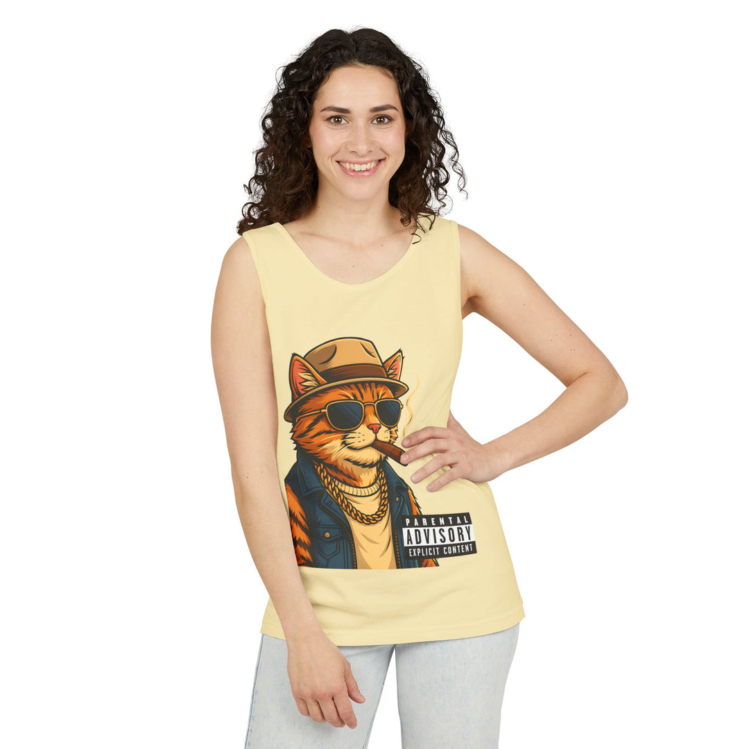 Cool Cat Unisex Tank Top - Funny Cat Graphic Tee, Summer Wear, Gift for Cat Lovers, Beach Party Essential, Casual Streetwear