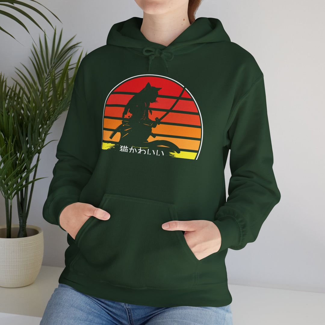 Samurai Cat Sunset Hoodie
