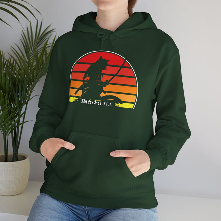 Samurai Cat Sunset Hoodie