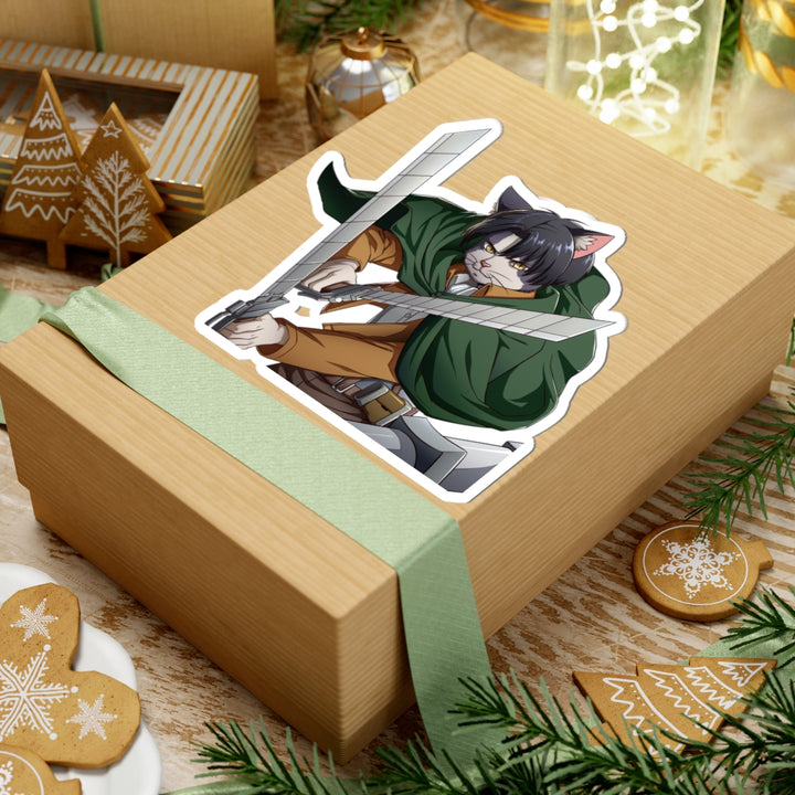 Anime-Inspired Cat Warrior Kiss-Cut Stickers, Decorative Vinyl Wall Stickers, Laptop Decals, Gifts for Otaku, Fun Party Favors