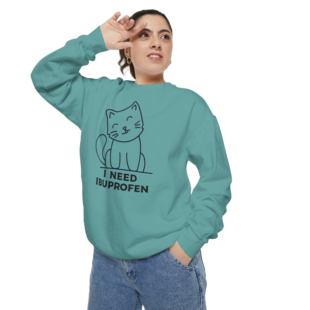 Cat-Themed Sweatshirt Featuring a Playful and Adorable Ghost Cat Holding a Candy Basket Cozy Gift for Cat Lovers Cute Animal Sweatshirt Funny Pet Apparel