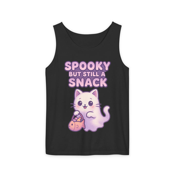 Spooky Snack Unisex Tank Top, Cute Cat Shirt, Halloween Apparel, Casual Wear, Gift for Cat Lovers, Summer Style