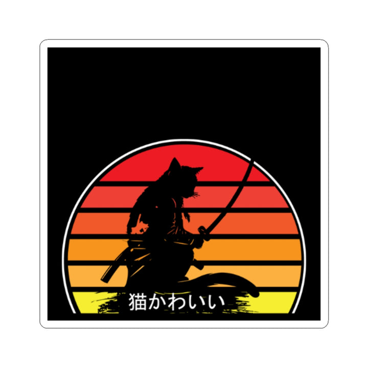 Samurai Cat Sunset Sticker
