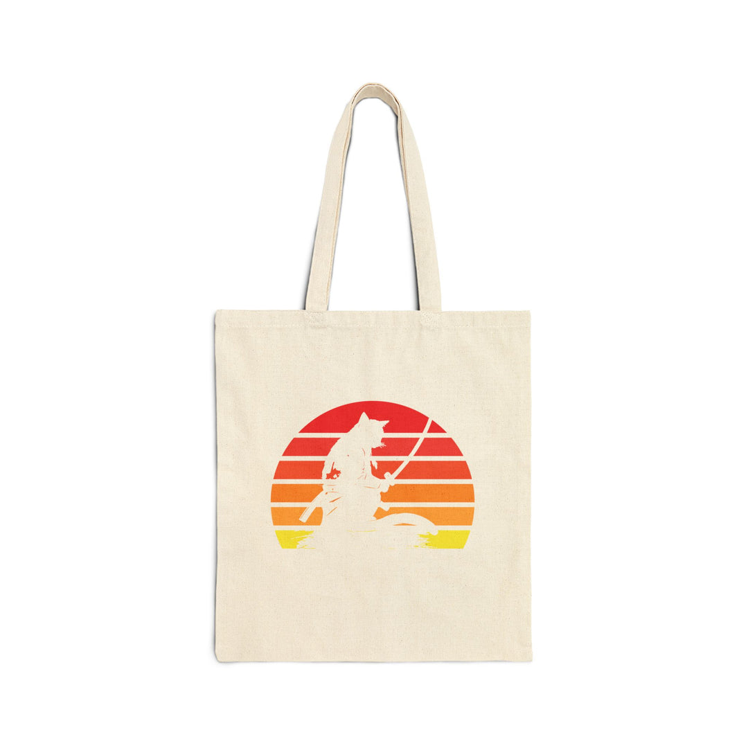 Retro Sunset Wolf Tote Bag, Eco-Friendly Shopping Bag, Gift for Animal Lovers, Beach Bag, Canvas Grocery Tote