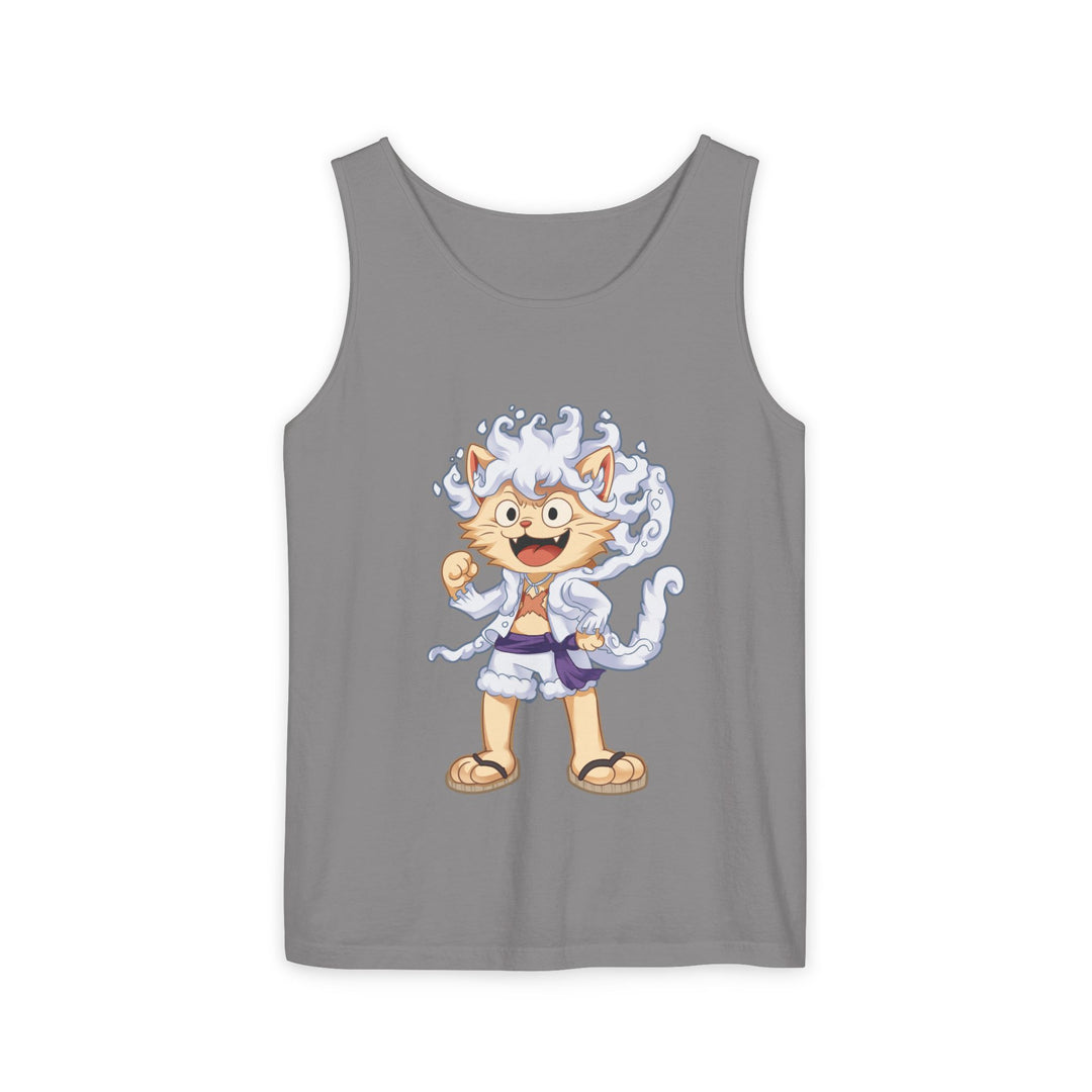 Whimsical Cat Tank Top, Unisex Funny Summer Shirt, Lightweight Graphic Top, Gift for Cat Lovers, Perfect for Beach Days, Casual Comfort Wear