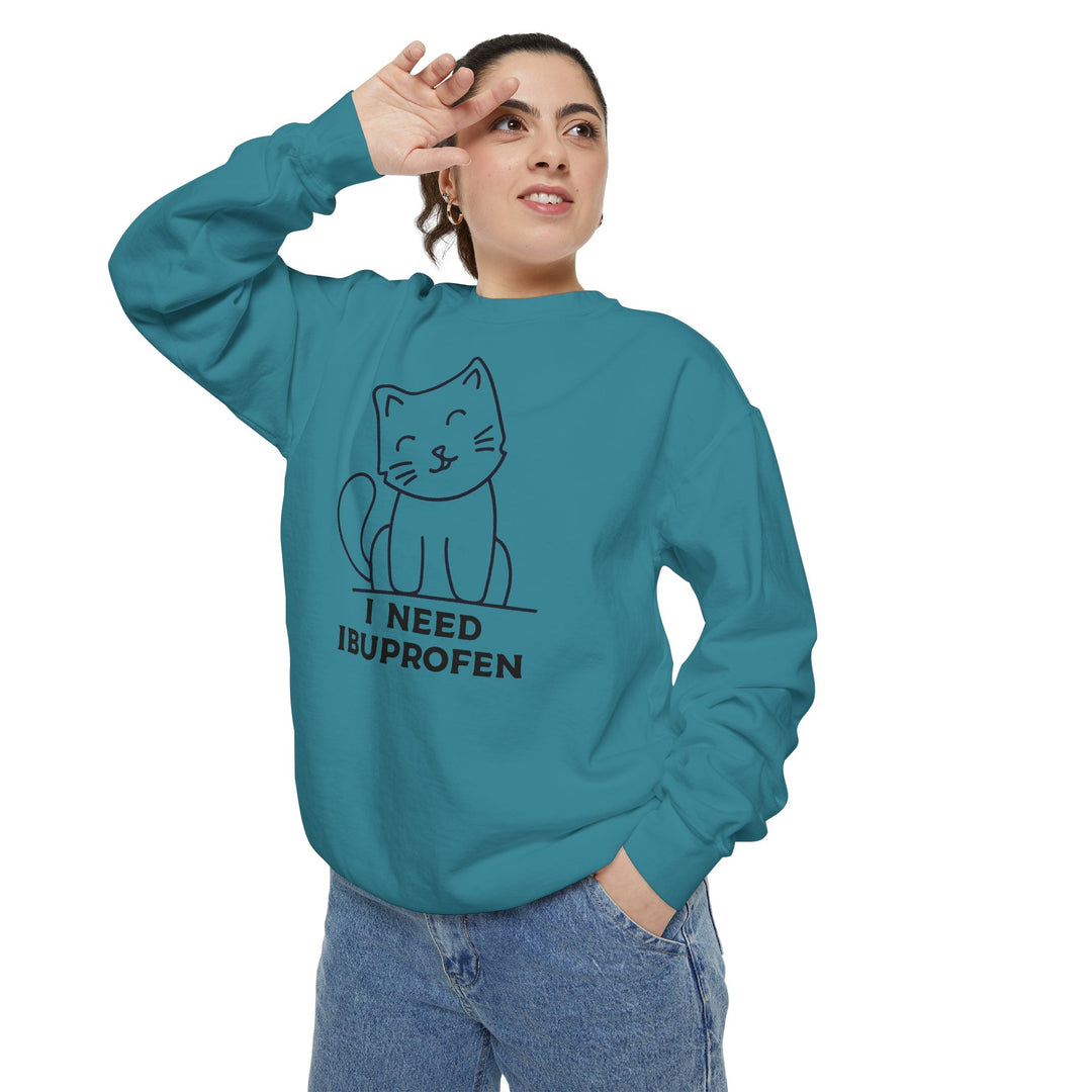 Cat-Themed Sweatshirt Featuring a Playful and Adorable Ghost Cat Holding a Candy Basket Cozy Gift for Cat Lovers Cute Animal Sweatshirt Funny Pet Apparel