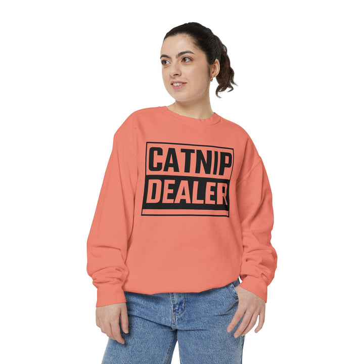 Catnip Dealer Sweatshirt Featuring a Bold and Humorous Black and White Typographic Design for Cat Lovers and Pet Owners Perfect Gift for Cat Parents Unisex Sweater for Every Season