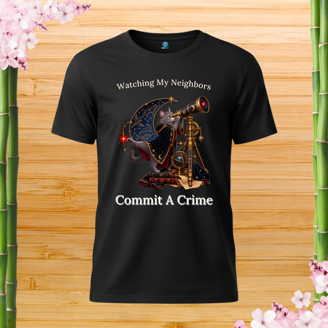 Galileomeow Cat T-Shirt — black shirt