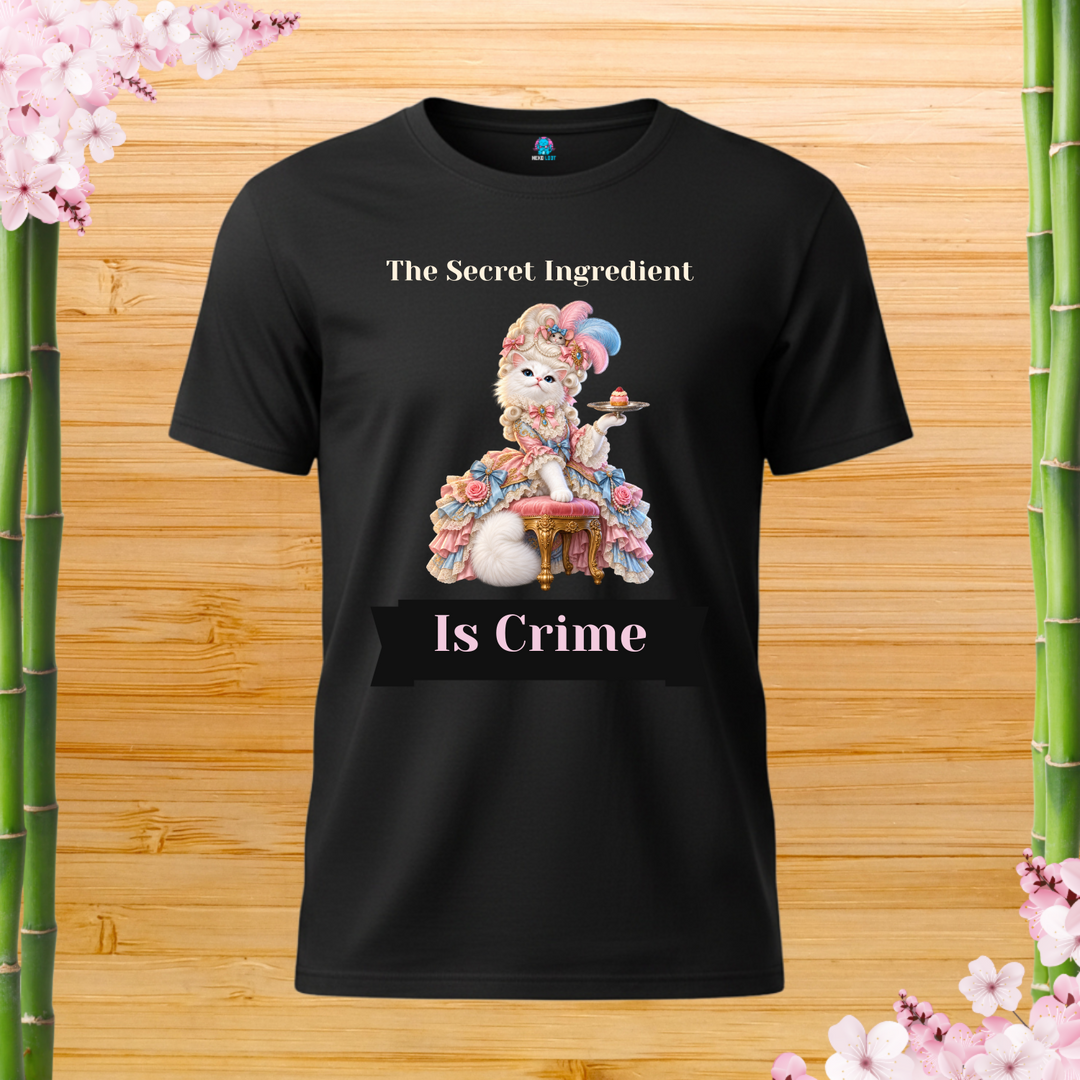Marie Antoinette of the Sofa Cat T-Shirt — black shirt