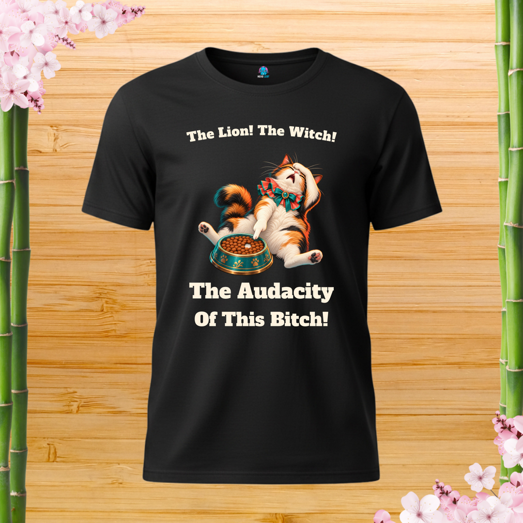 Tiny Inconvenience Cat T-Shirt — black shirt