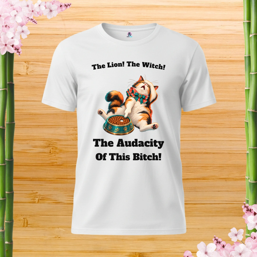Tiny Inconvenience Cat T-Shirt — white shirt