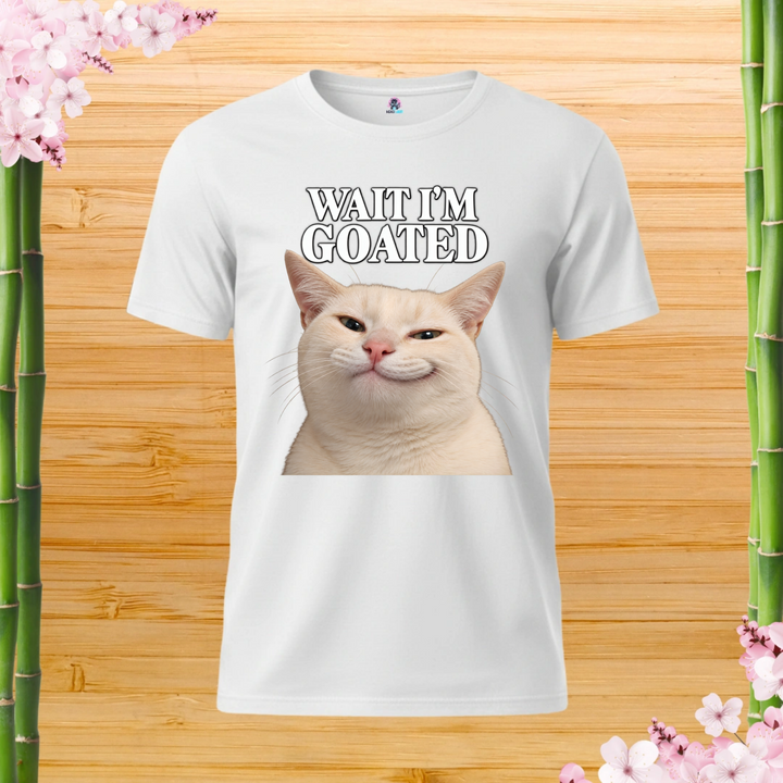 Goated cat portrait Cat T-Shirt — white shirt